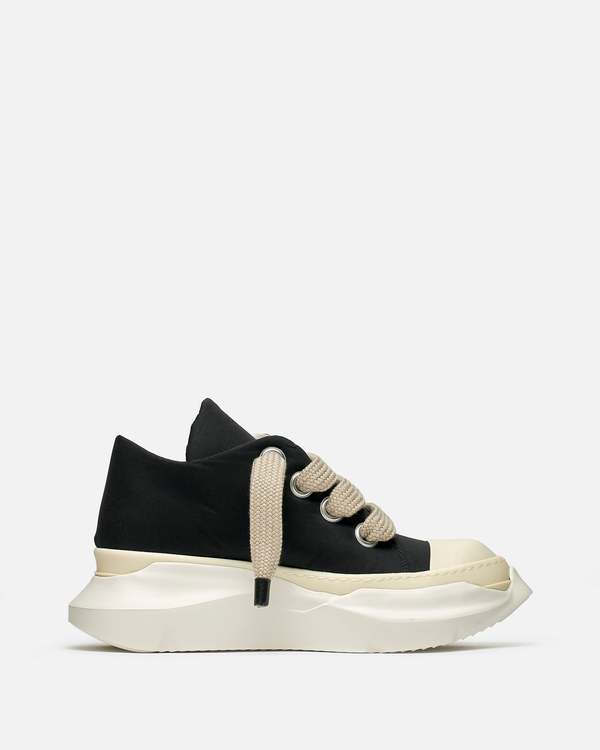 Rick Owens Jumbo Laces Abstract Low Sneak - Black/Pearl | Garmentory