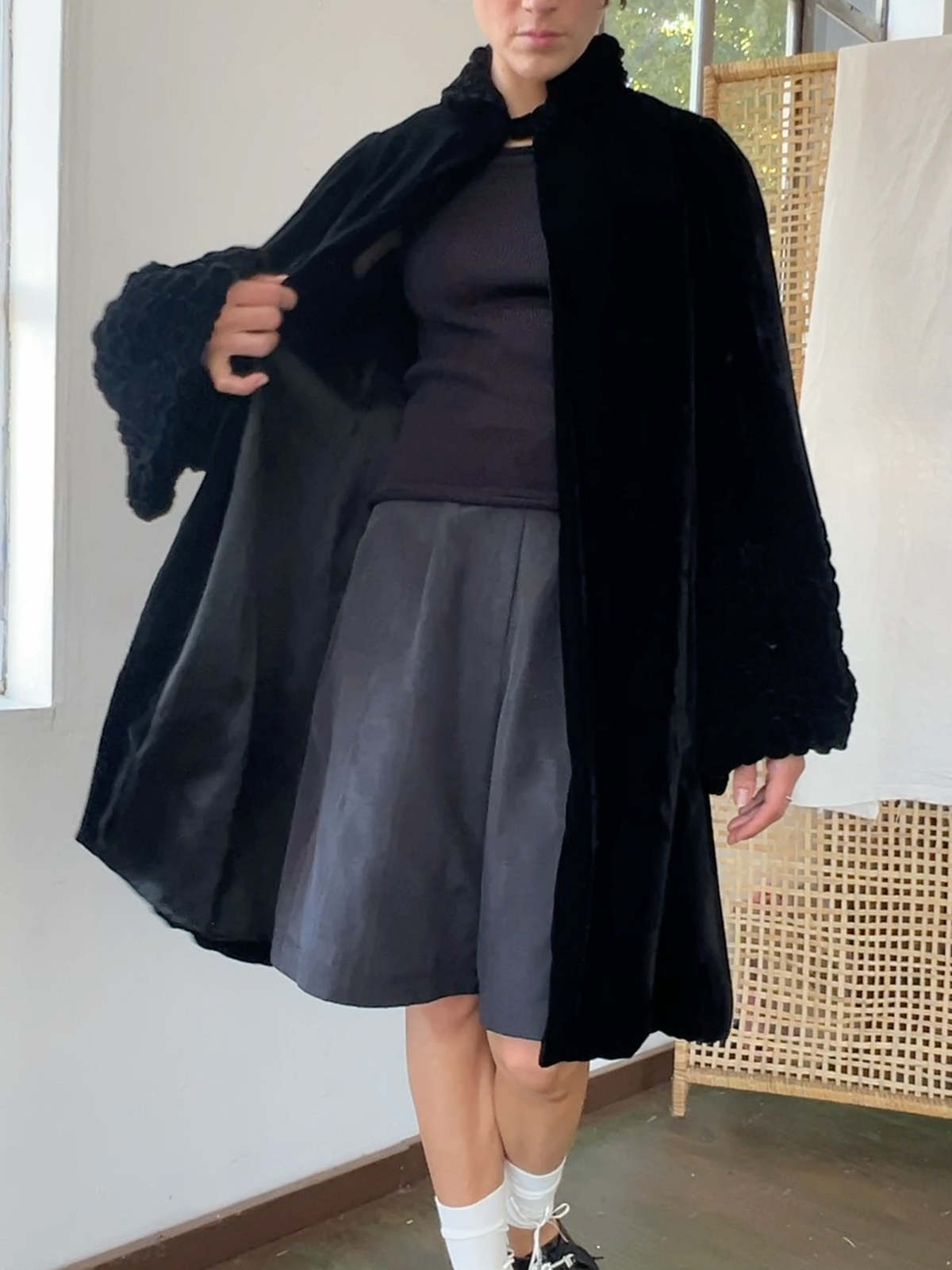 Vintage Antique Silk Velvet Opera Coat - Black | Garmentory
