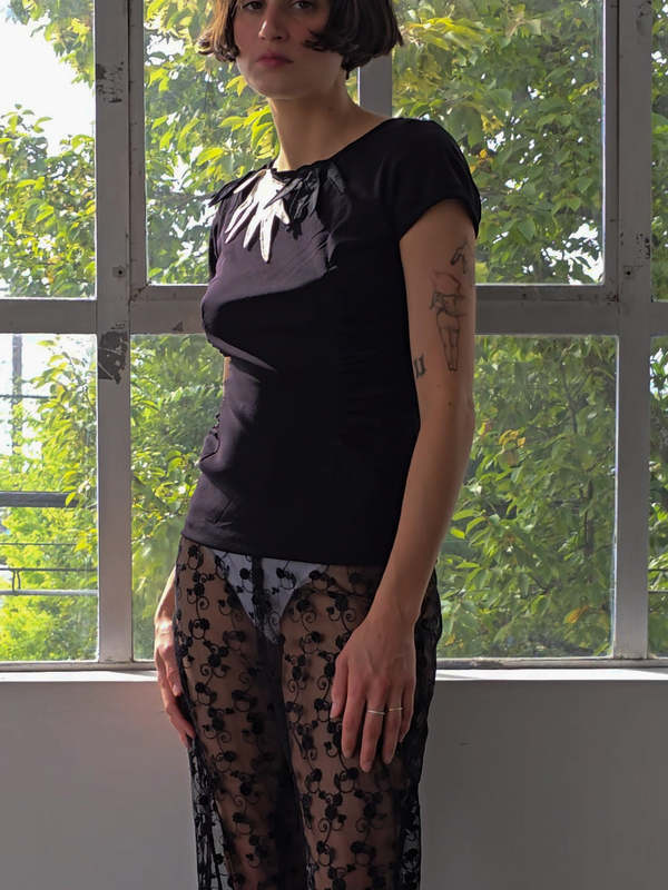 Vivienne Tam Mesh Leaves Top | Garmentory