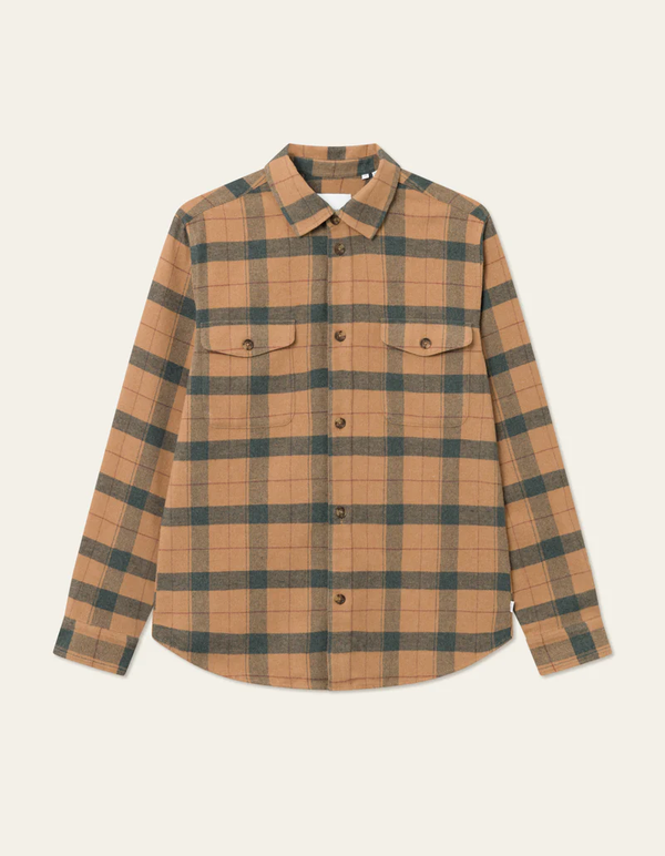 LES DEUX Lennon Flannel Check Overshirt - Tobacco