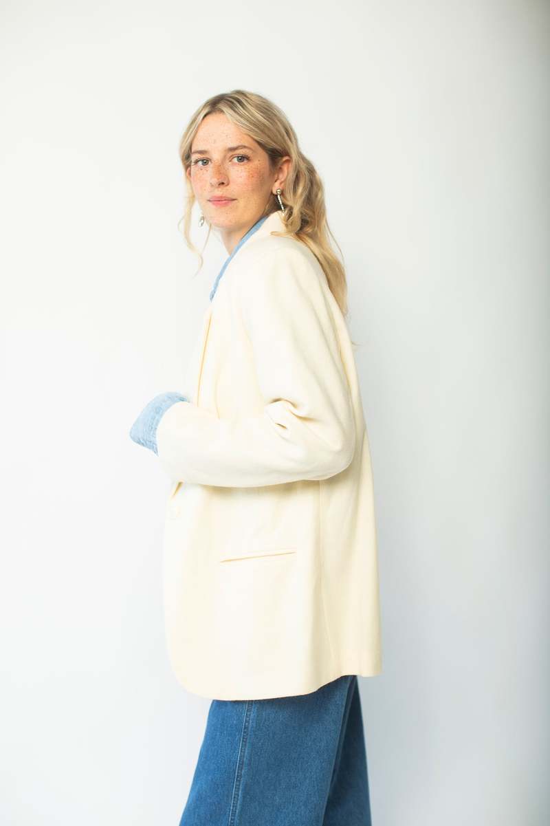 Vintage Wool Blazer - Cream