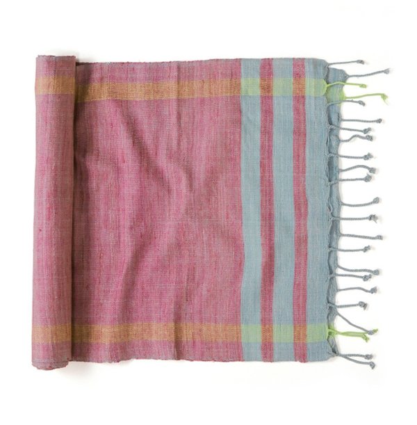 Sustainable Threads Cruelty Free Silk Scarf Lavender and Teal Stripe