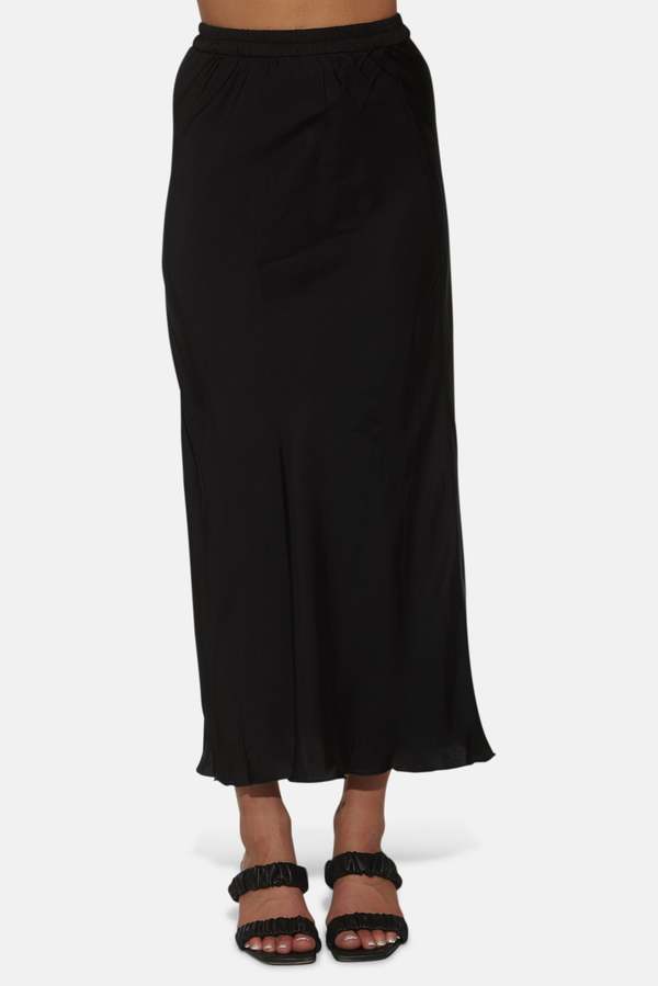 The Tile Club Anya Satin Skirt - Black