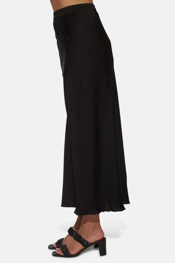 The Tile Club Anya Satin Skirt - Black