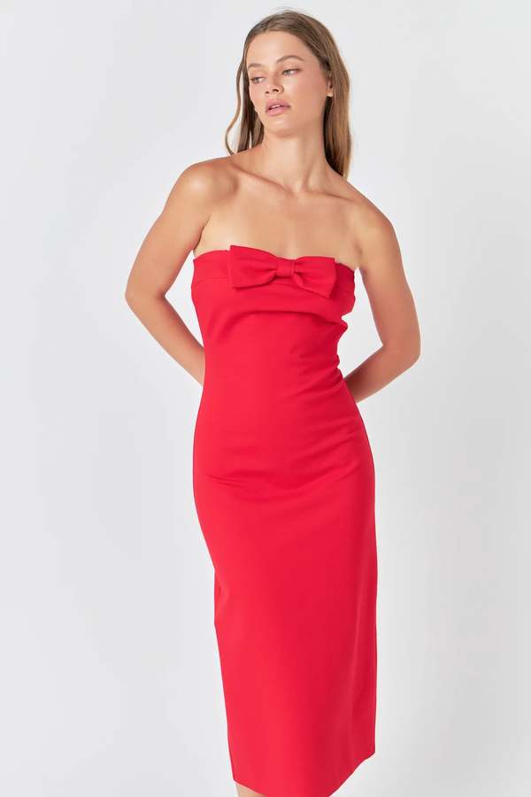 Endless Rose Strapless Bow Midi Dress on Garmentory