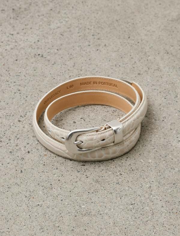 Our Legacy 2cm Croc Bull Hide Belt - Vanilla | Garmentory