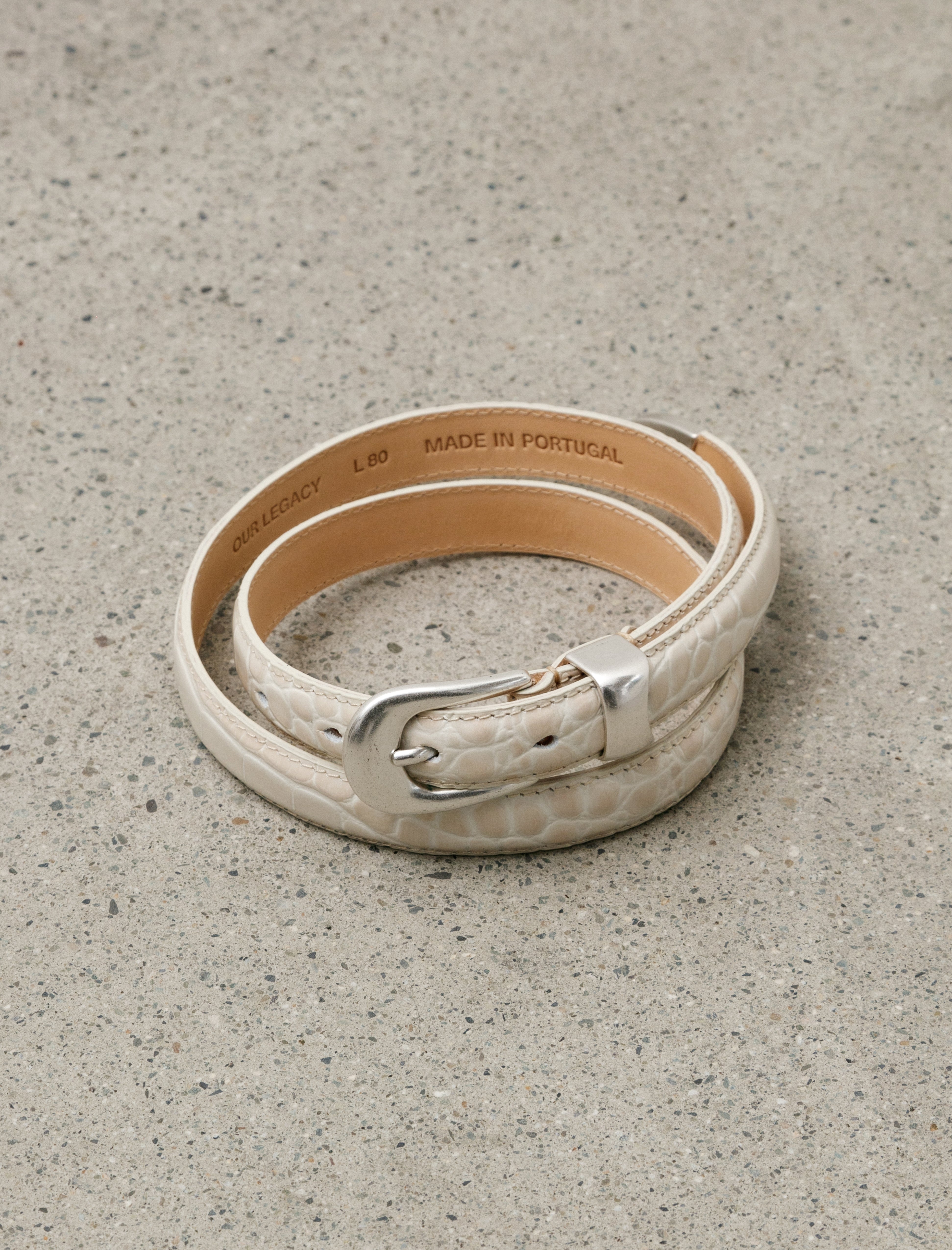 小物 OURLEGACY 2 CM BELT VanillaCrocBullHide Our Legacy - 2 cm Belt Vanilla Croc Bull Hide