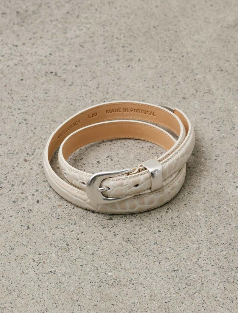 小物 OURLEGACY 2 CM BELT VanillaCrocBullHide Our Legacy - 2 cm Belt Vanilla Croc Bull Hide