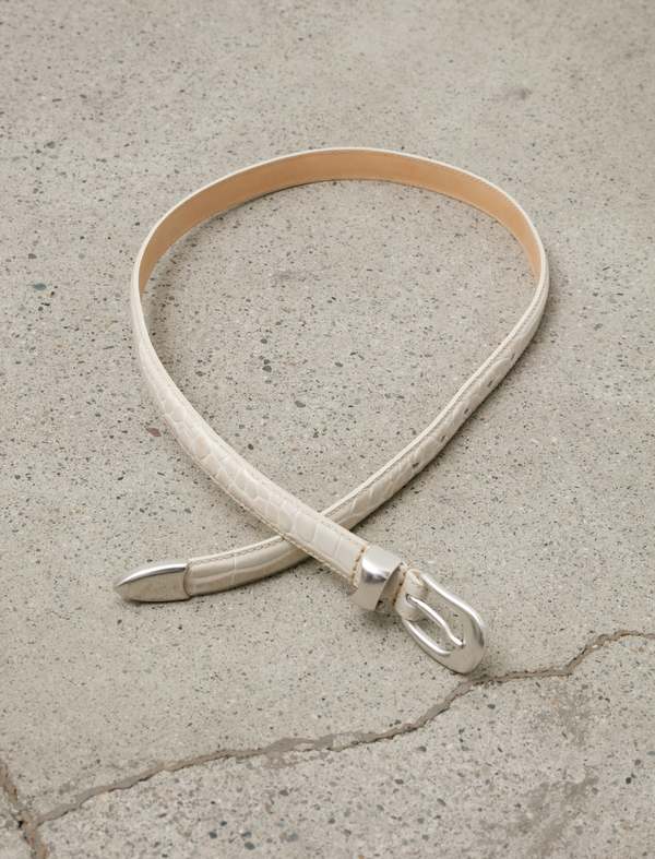 Our Legacy 2cm Croc Bull Hide Belt - Vanilla | Garmentory