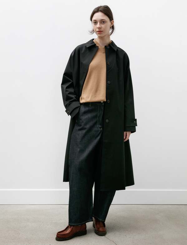 Studio Nicholson Holin Coated Cotton Trench - Black Grape | Garmentory