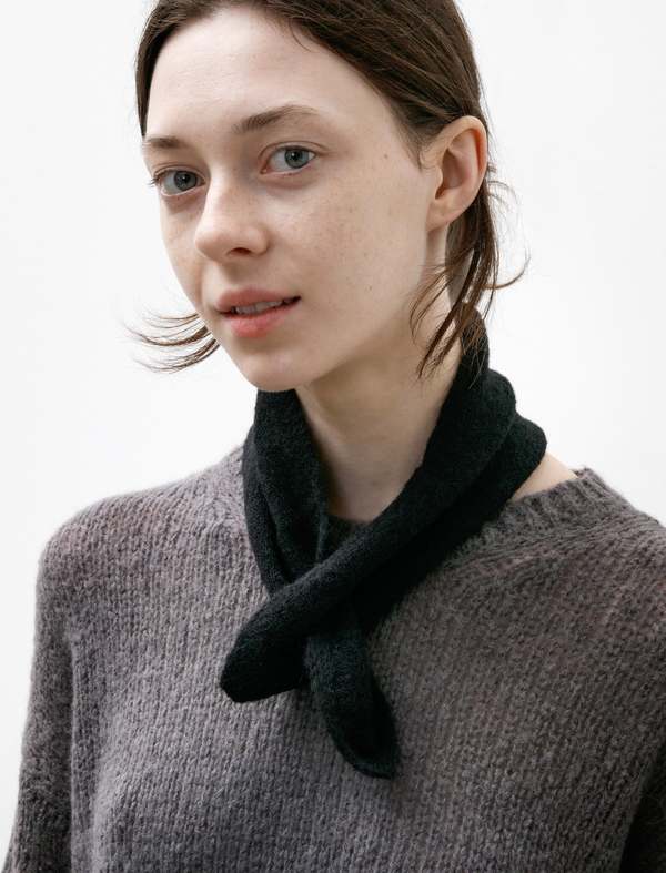 Our Legacy Fuzzy Alpaca Miniature Scarf - Black | Garmentory