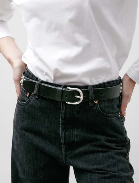 小物 OUR LEGACY BELT 2CM FLOWERS ON BLACK Our Legacy 2cm Flowers Belt - Black Leather | Garmentory