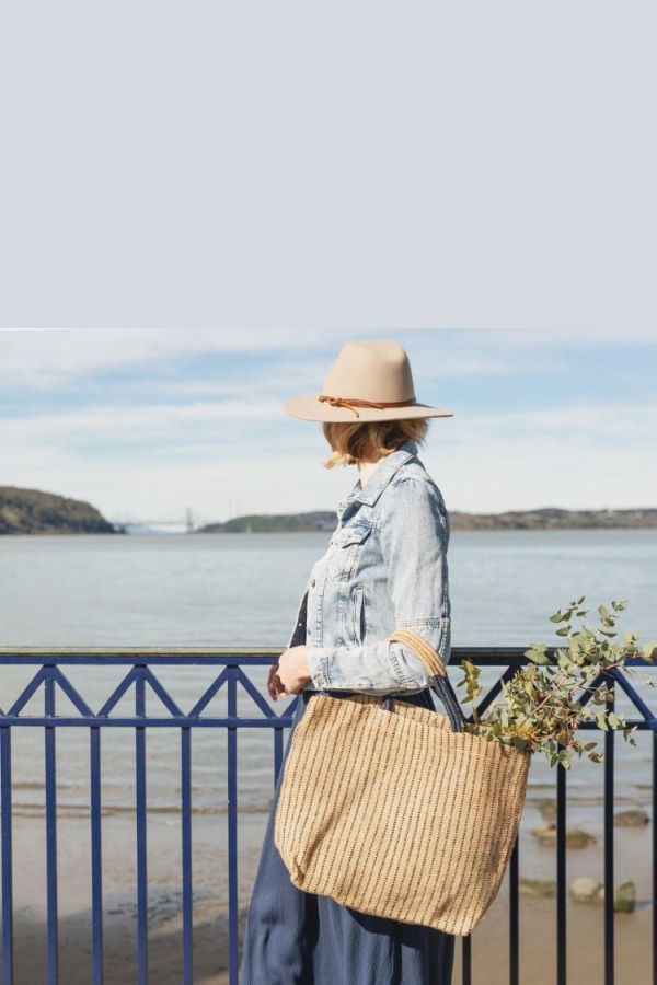 Will & Atlas Jute Shopper - Indigo Stripes