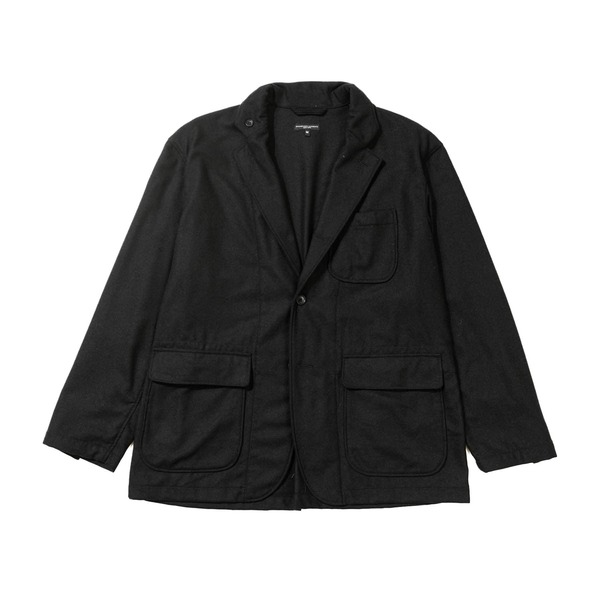 Engineered Garments Solid Poly Wool Flannel Loiter Jacket - Black 