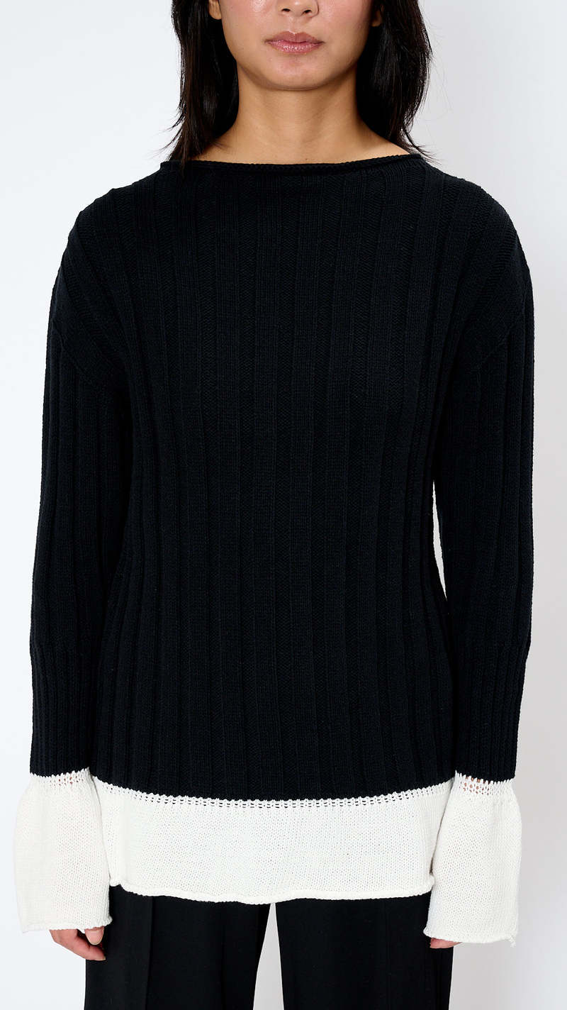 Tシャツ・カットソー ISSEY MIYAKE 'Behind The Scenes' sweater (IM48KN293 15) Issey Miyake Behind The Scenes Top - Black | Garmentory