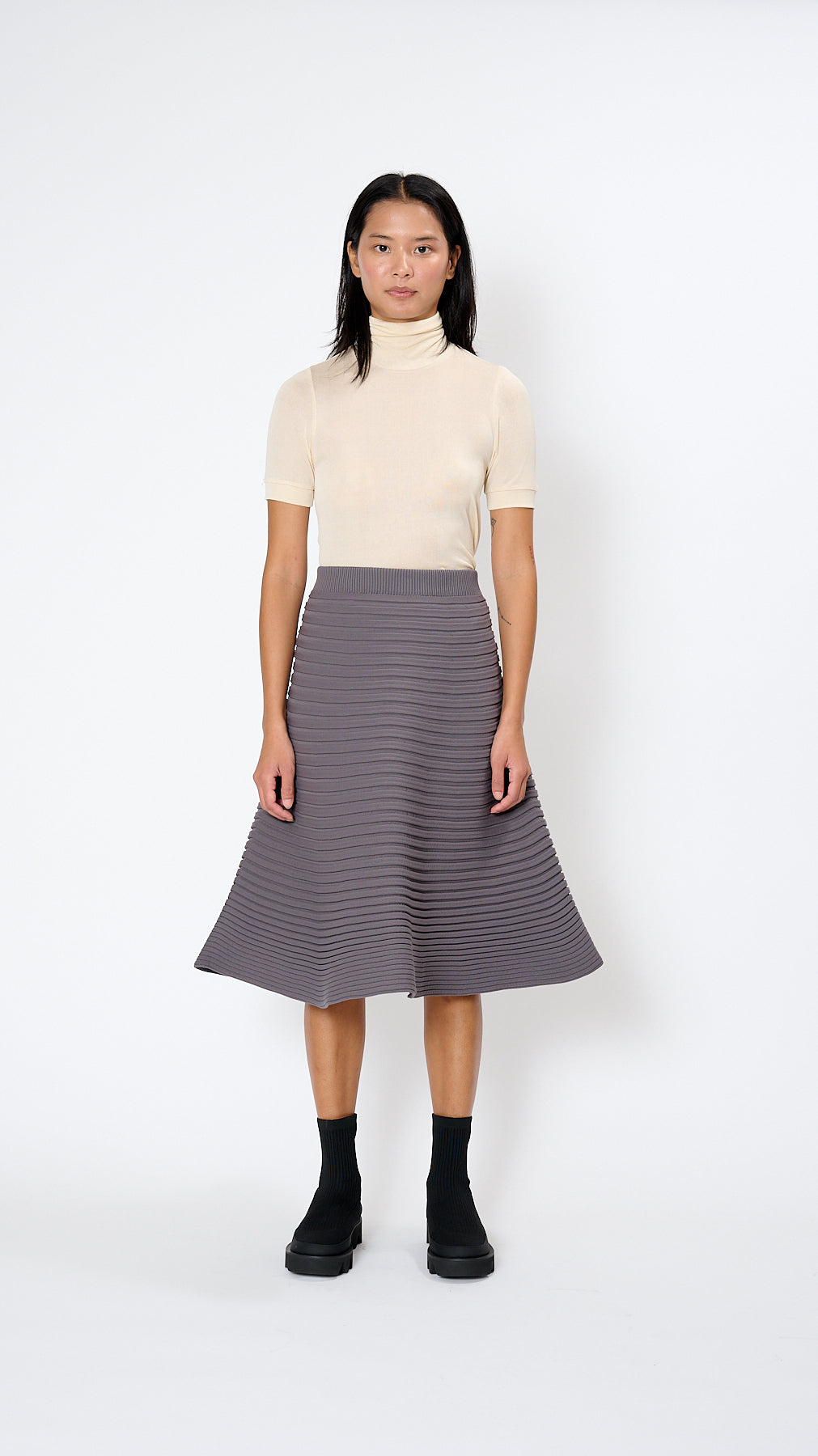 pleats please bounce knit 2024 グレー スカート Bounce-Knit-Skirt-in-Gray-