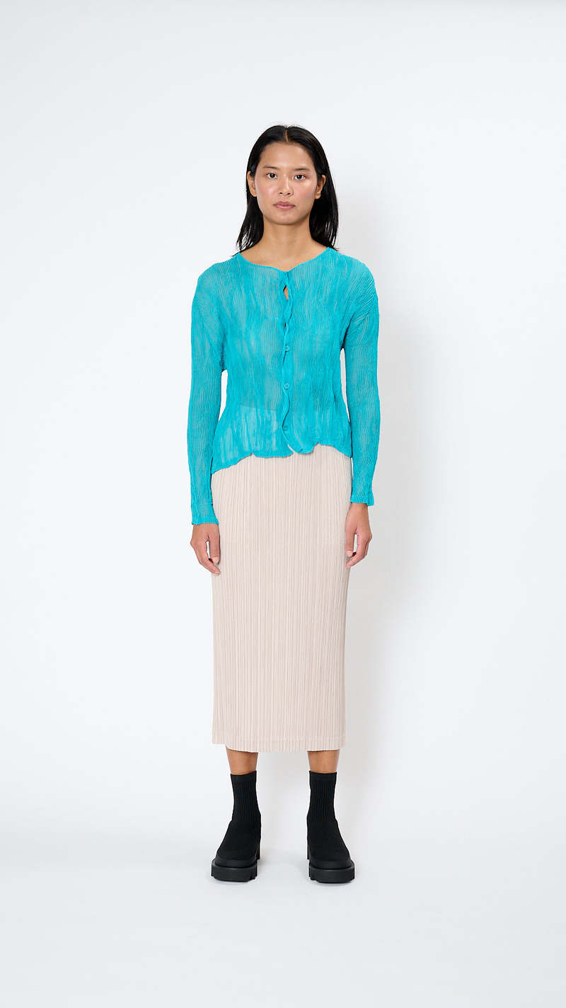 Issey Miyake Chiffon Twist 2 Cardigan - Twilight Blue | Garmentory