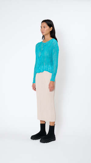 Issey Miyake Chiffon Twist 2 Cardigan - Twilight Blue | Garmentory