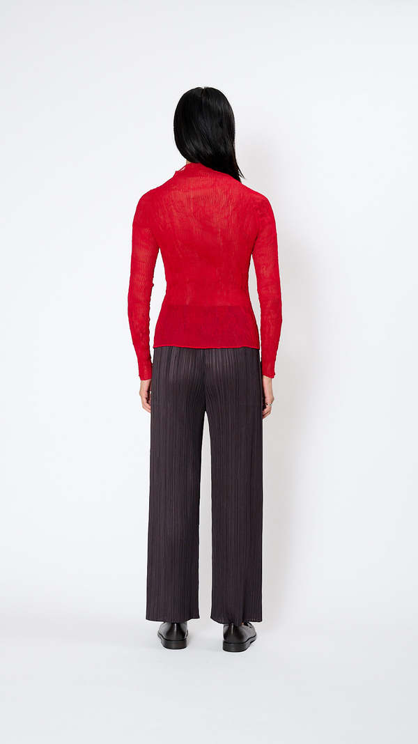 Issey Miyake Chiffon Twist 2 High Neck Top - Nadeshiko Red