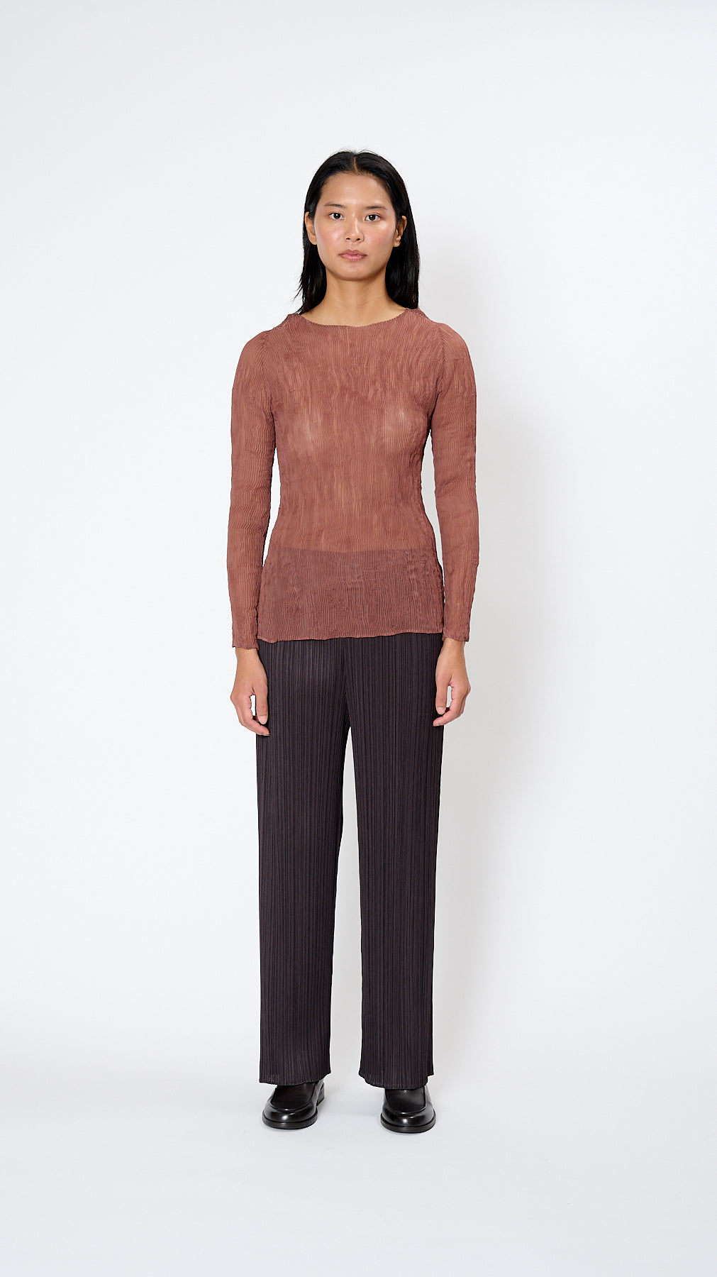 Issey Miyake Chiffon Twist 2 Top - Leaves Brown | Garmentory