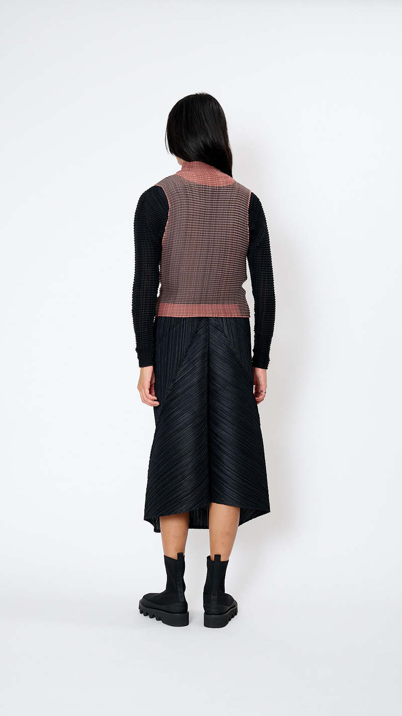 Issey Miyake Layered Color Pleats Top - Black | Garmentory