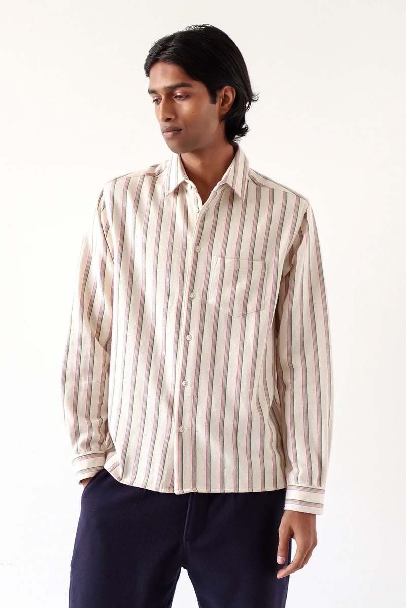 Far Afield Classic Shirt - White Kuki Stripe