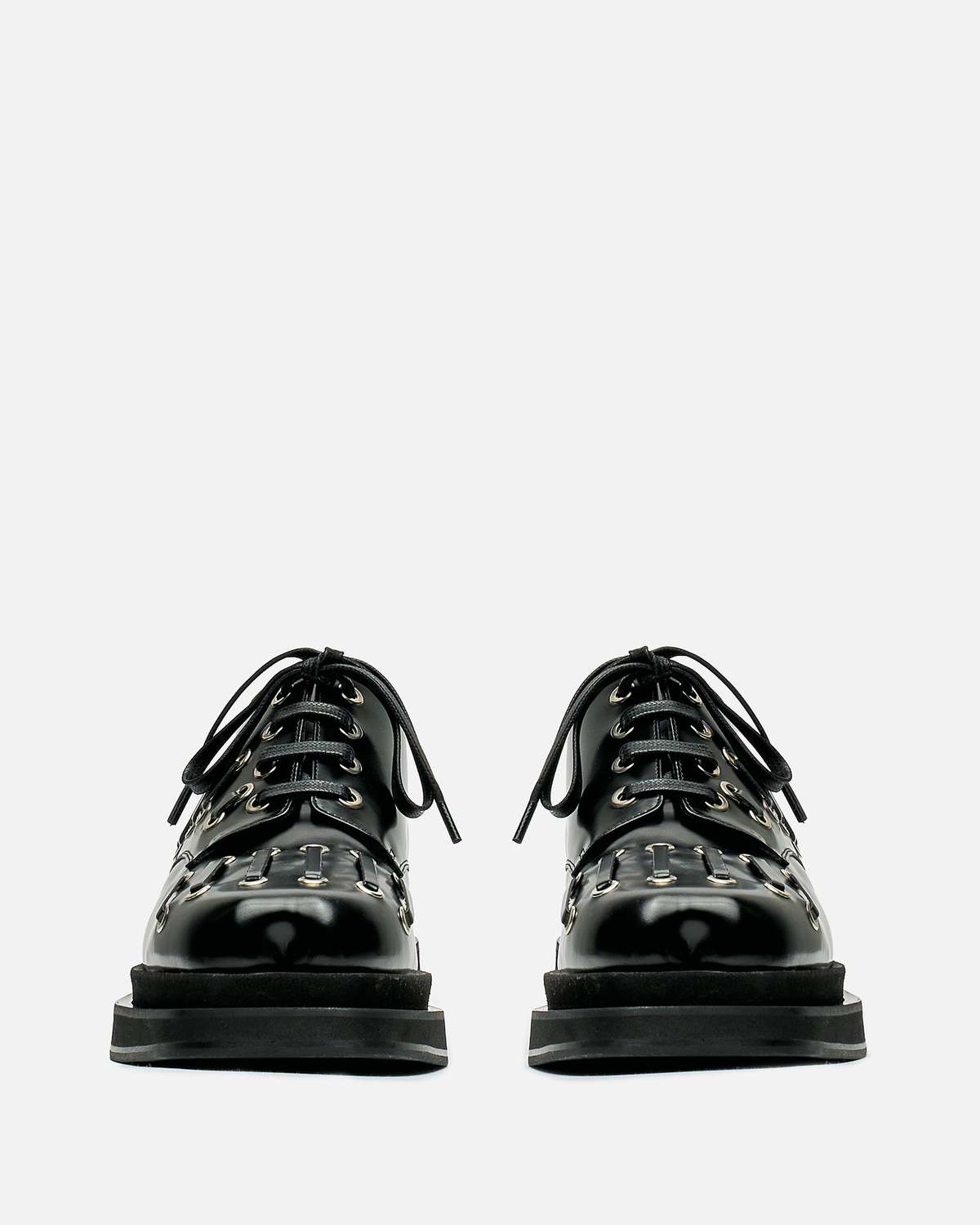 Simone Rocha Heart Toe Platform Grommet Brogue Shoes - Black