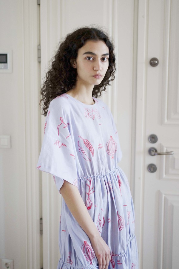 OhSevenDays Charlie Dress - Blue Veggie Print | Garmentory OhSevenDays Charlie Dress - Blue Veggie Print | Garmentory