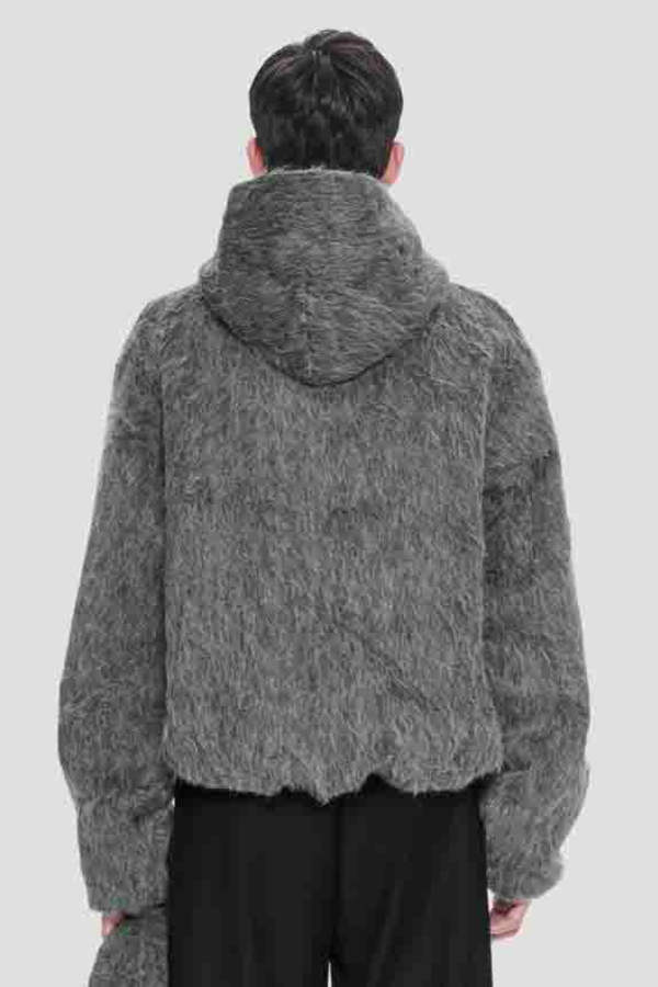 【HELIOT EMIL】 Pantheon フーディ Heliot Emil Pantheon Alpaca Hoodie - Black Grey | Garmentory