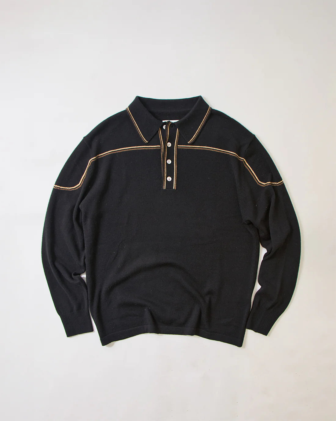 Carter Young Kowalski Knit Polo - Black/Tan | Garmentory