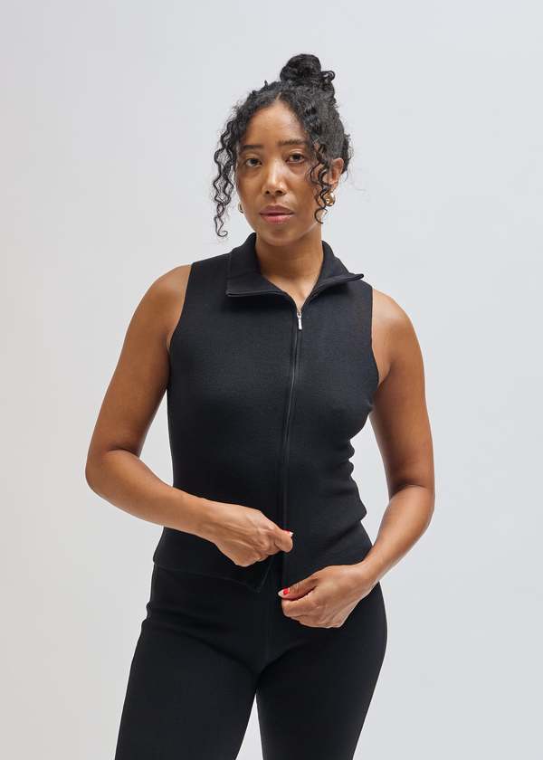 Geel Double Zip Vest - Black | Garmentory