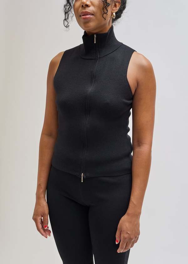 Geel Double Zip Vest - Black | Garmentory