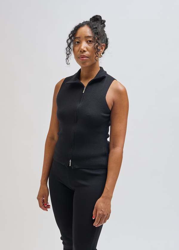 Geel Double Zip Vest - Black | Garmentory