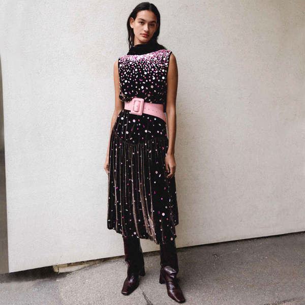 CARO EDITIONS Sonya Dress - Dark Brown/Pink