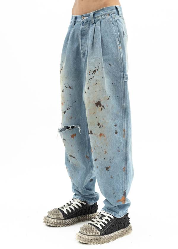 Doublet DENIM PAINTER PANTS - blue | Garmentory