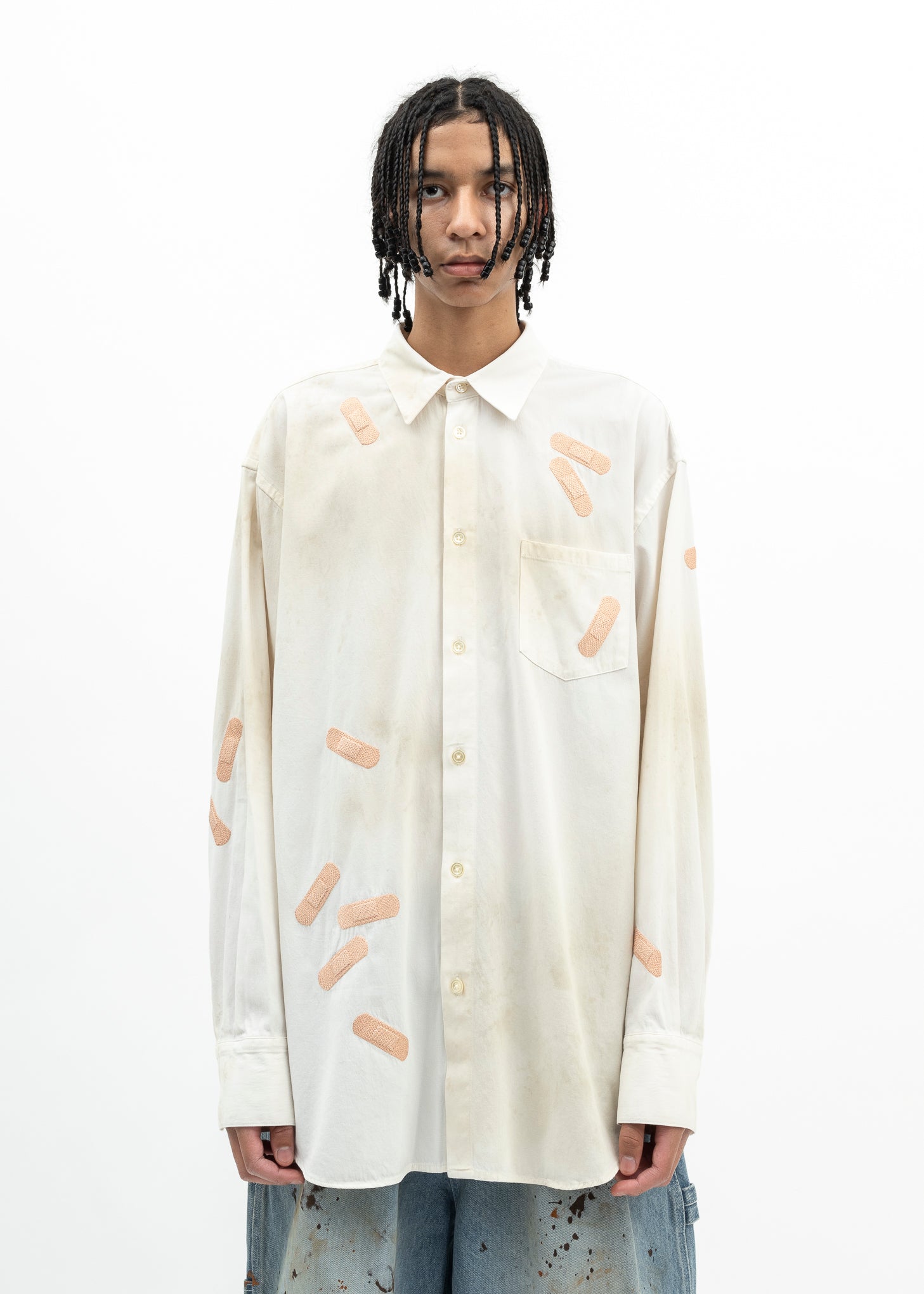 Doublet BANDAGE EMBROIDERY SHIRT - WHITE | Garmentory