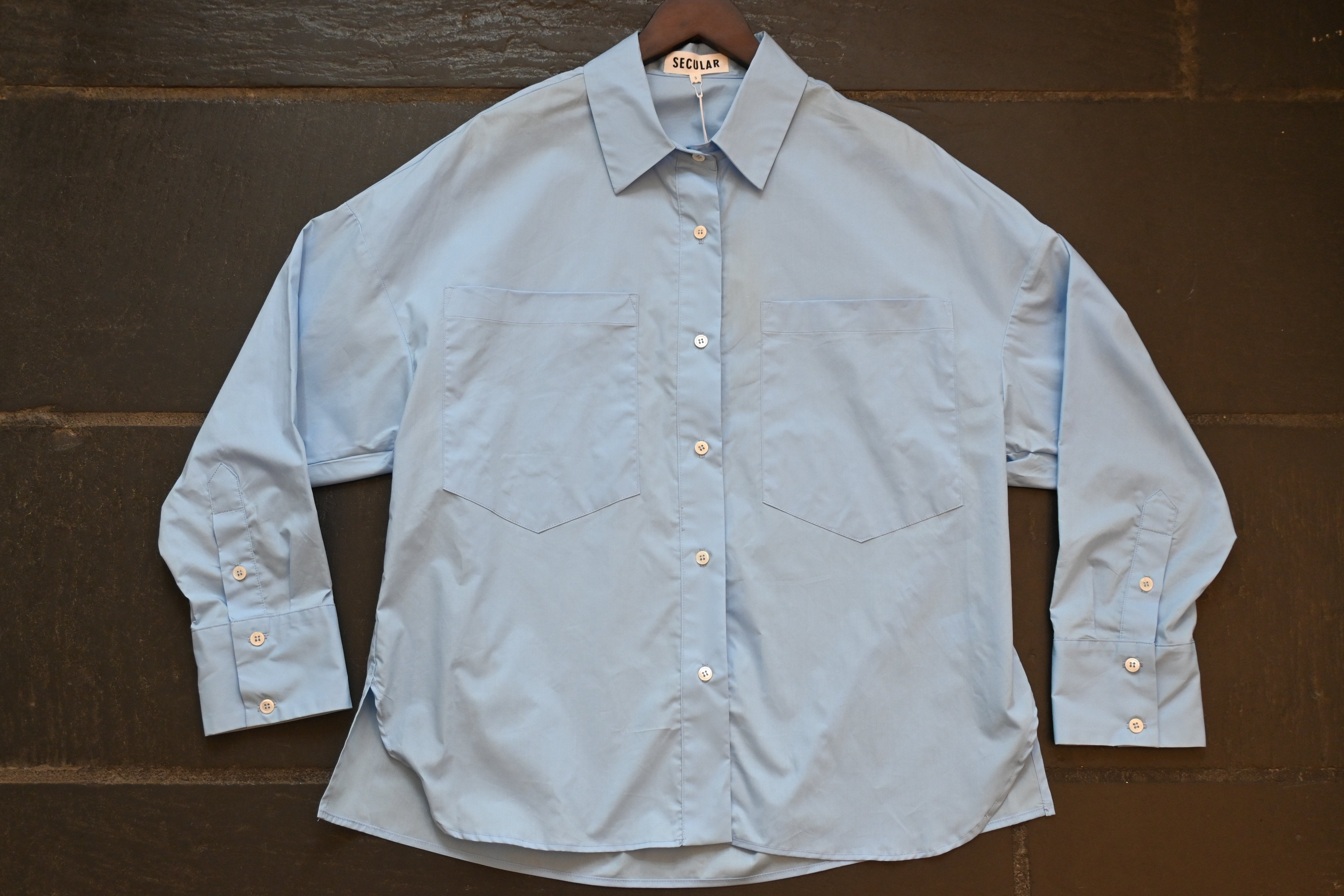 Secular French Blue Molly Poplin Button Down Shirt - French Blue |  Garmentory