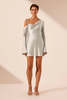 Shona Joy La Lune Asymmetrical Long Sleeve Mini Dress - Silver - Thumbnail 1