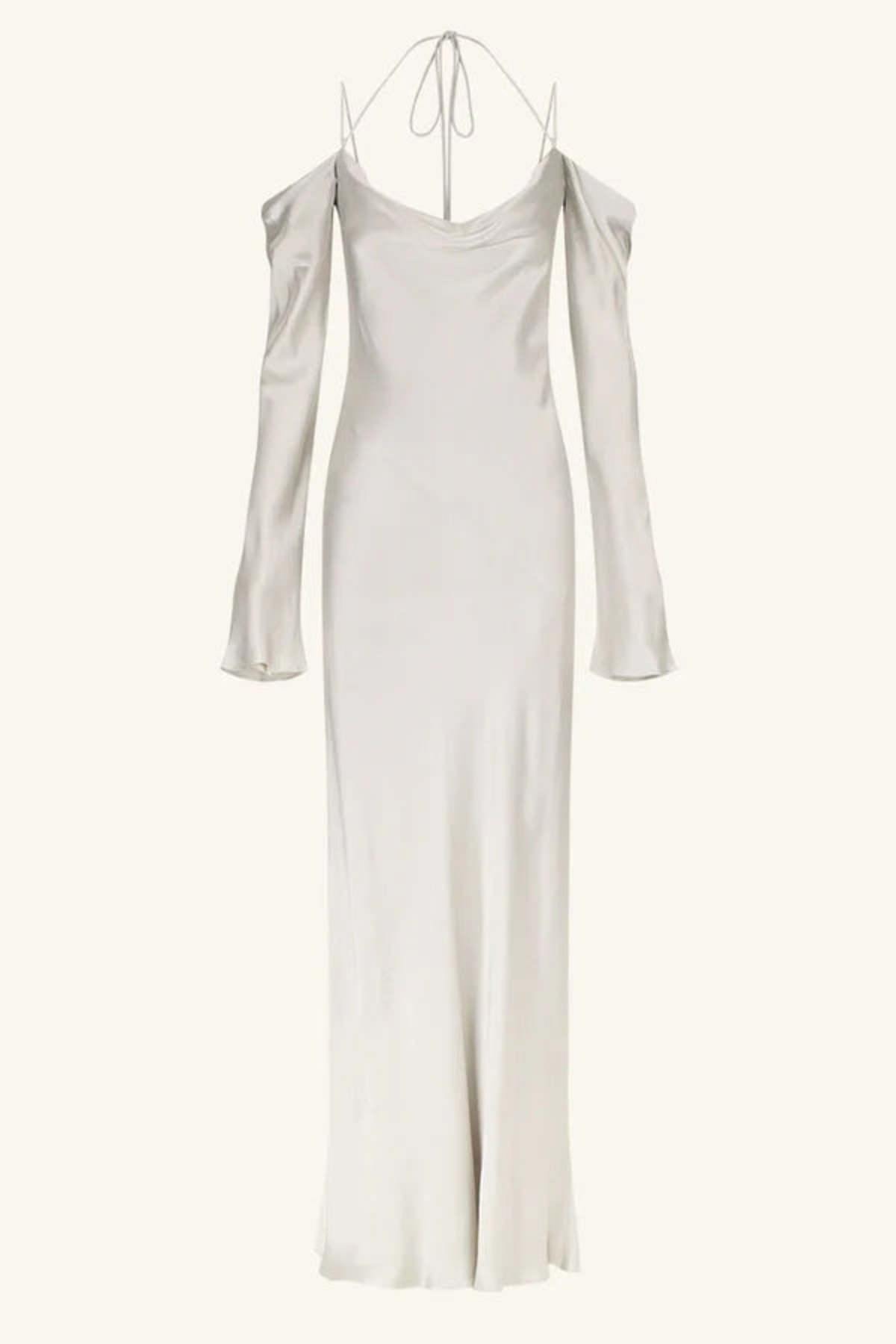 Shona Joy La Lune Off Shoulder Tie Maxi Dress - Silver