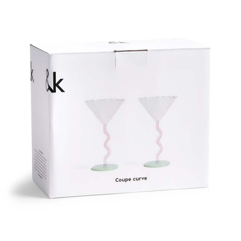 &Klevering Pink, Mint & Clear Curve Coupe Set of 2 &Klevering Pink, Mint & Clear Curve Coupe Set of 2