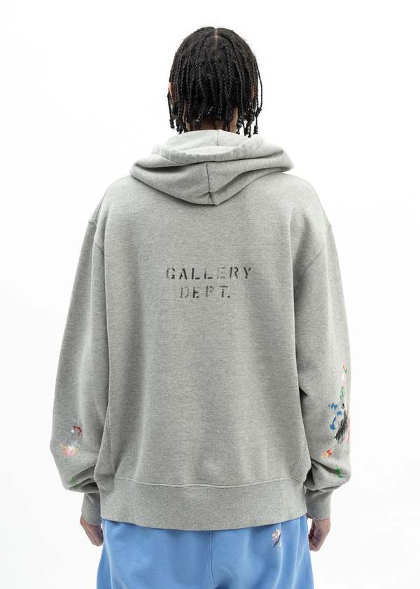 Gallery Dept Paint Splatter Hoodie - Heather Grey | Garmentory
