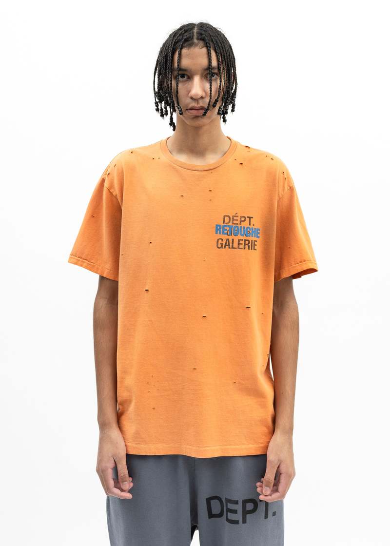 Gallery Dept Retouche Distressed Tee - Orange | Garmentory