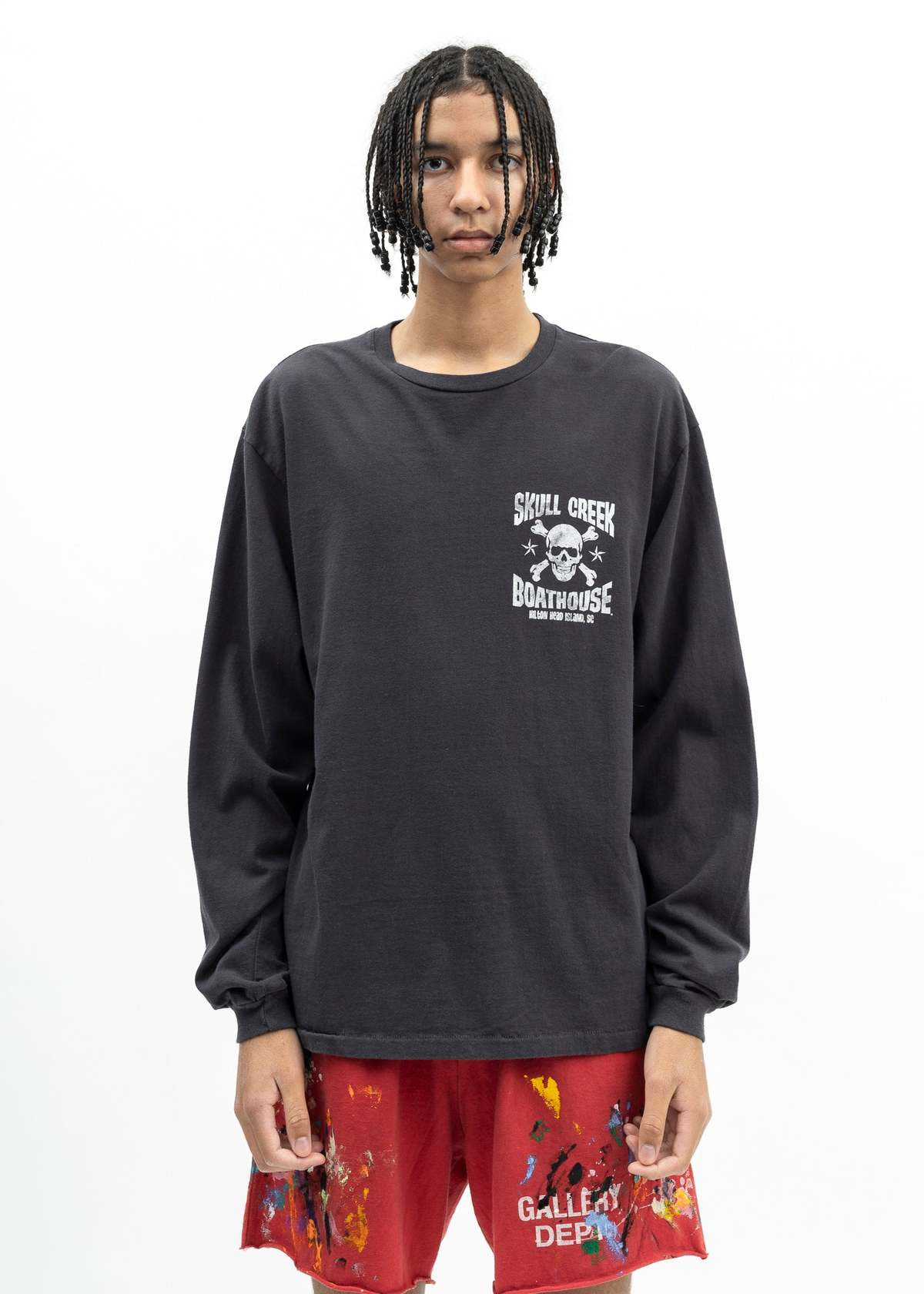 関税送料込み■GALLERY DEPT■Skull Creek 長袖Tシャツ Gallery Dept Skull Creek Boathouse LS - Grey | Garmentory