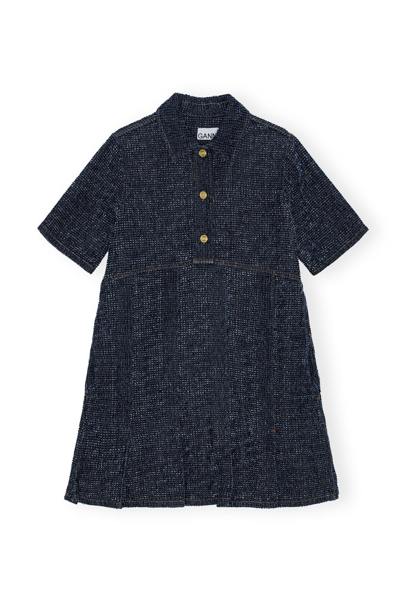 Ganni Fluffy Denim Mini Dress - Rinse