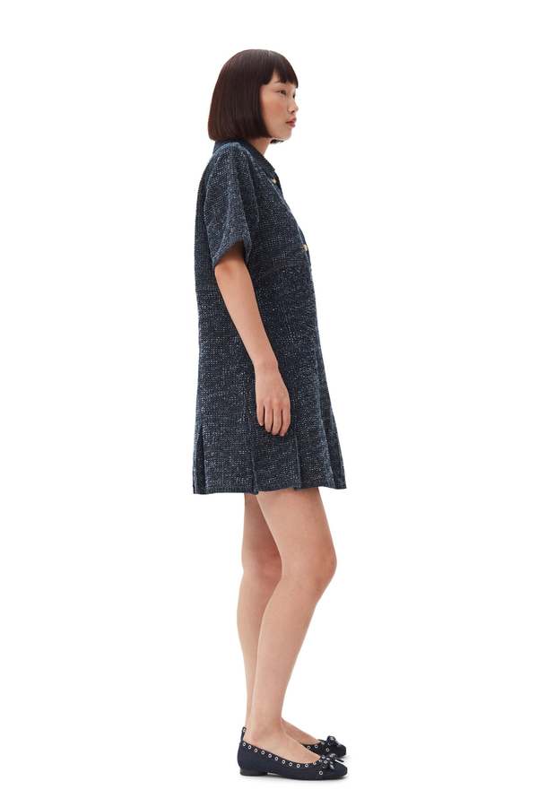 Ganni Fluffy Denim Mini Dress - Rinse