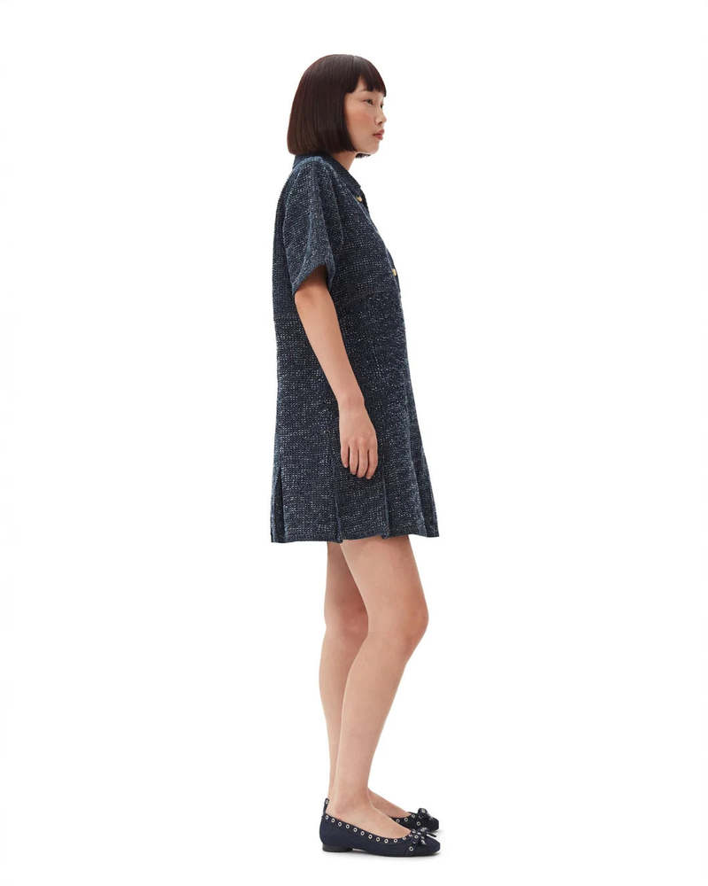 Ganni Fluffy Denim Mini Dress - Dark Blue | Garmentory