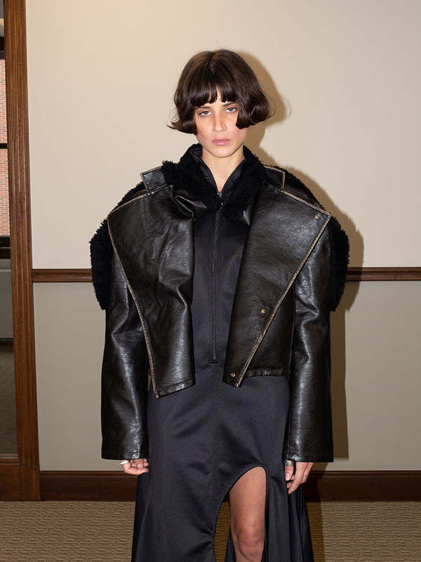 Y/Project Collapsed Shoulder Jacket - Dark Brown/Black | Garmentory