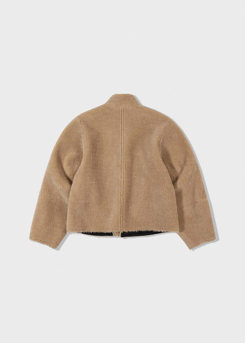 [LOW CLASSIC] /☆24FW SHORT SHEARLING REVERSIBLE COAT/BEIGE Short Shearling Reversible Coat