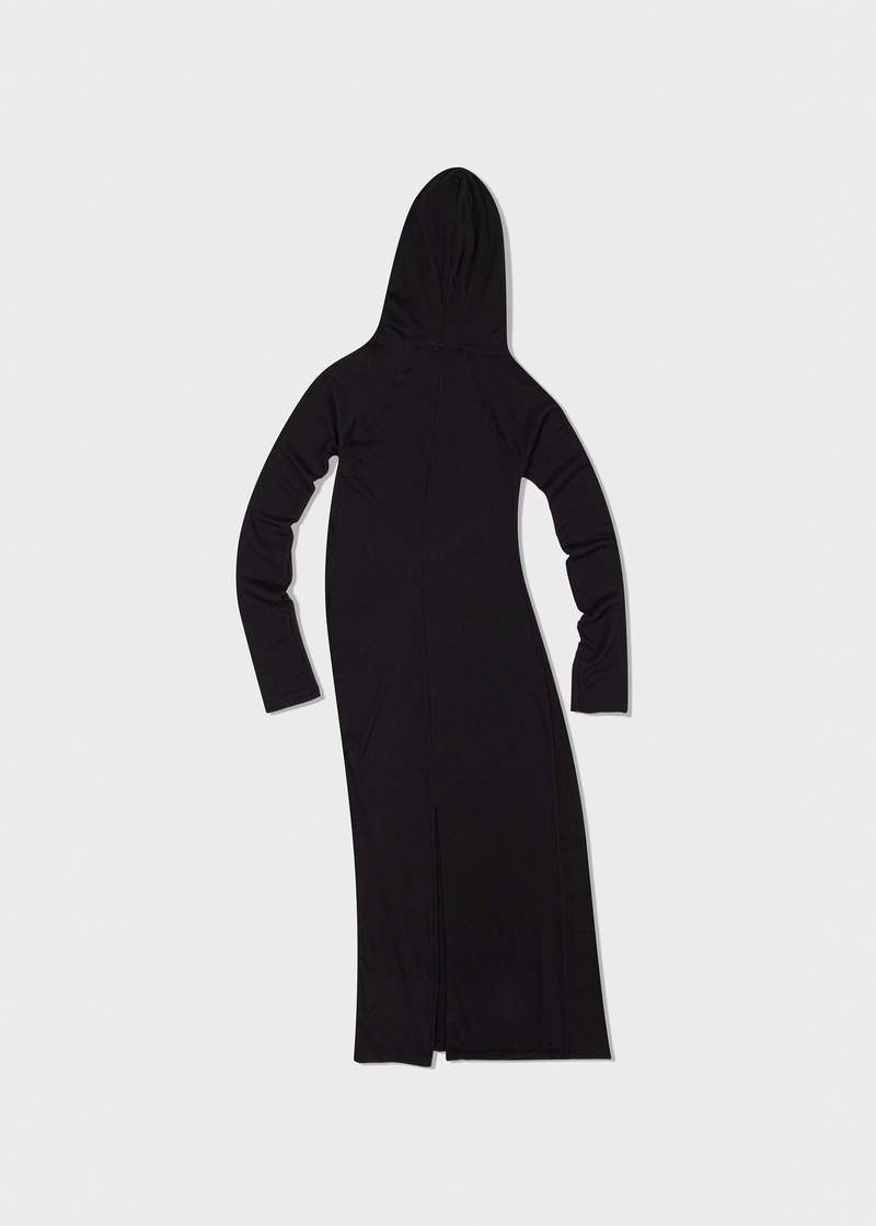 ★OPEN YY_TheOpen Product★ ZIP HOOD DRESS (BLACK) LOW CLASSIC Maxi Hoodie Dress - Black | Garmentory