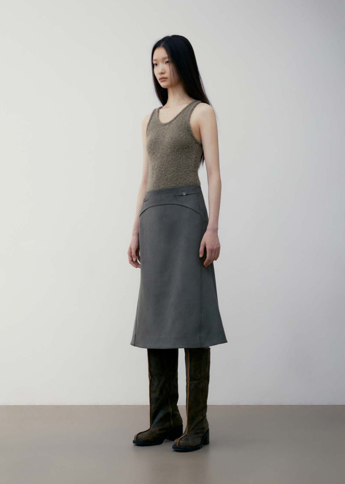 [LOW CLASSIC] / ☆ 24FW SUEDE MERMAID SKIRT / BROWN LOW CLASSIC Suede Mermaid Midi Skirt - Brown | Garmentory